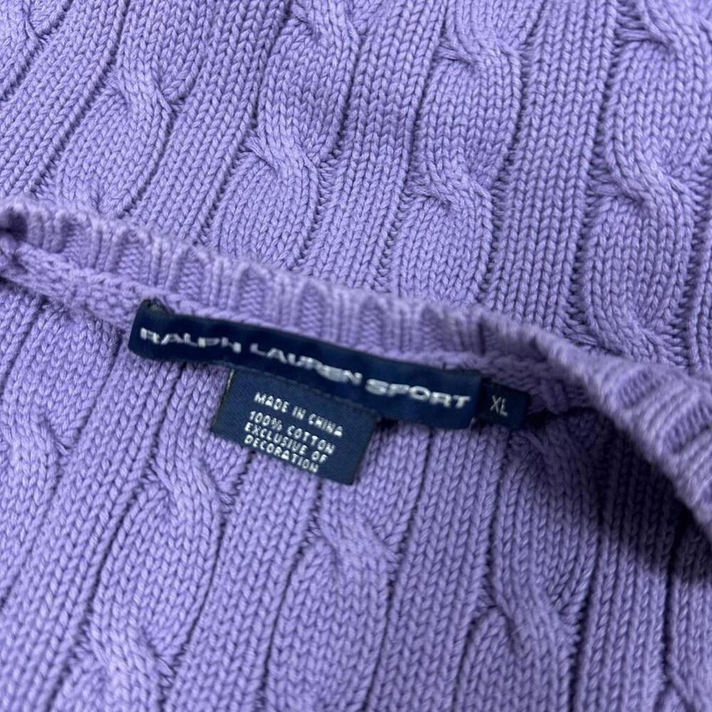 Polo Ralph Lauren sport 3d cable knit woman’s cropped purple sweater lilac XL - Picture 4 of 6